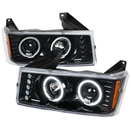 SPEC D TUNING Spec D Tuning 2LHP-COL04HBK-TM Projector Head-Lights with Clear Lens for 2004-2012 Chevrolet Colorado Canyon - Glossy Black 2LHP-COL04HBK-TM